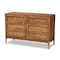 Baxton Studio Ramiel MidCentury Modern Ash Walnut Finished Wood and Rattan 6Drawer Dresser 215-12427-ZORO - alternate 8